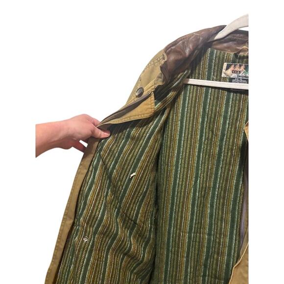 VTG B.O.G. Trading Co Field Coat Barn Chore Jacket Brown Green Lined Men's XL - Picture 6 of 14